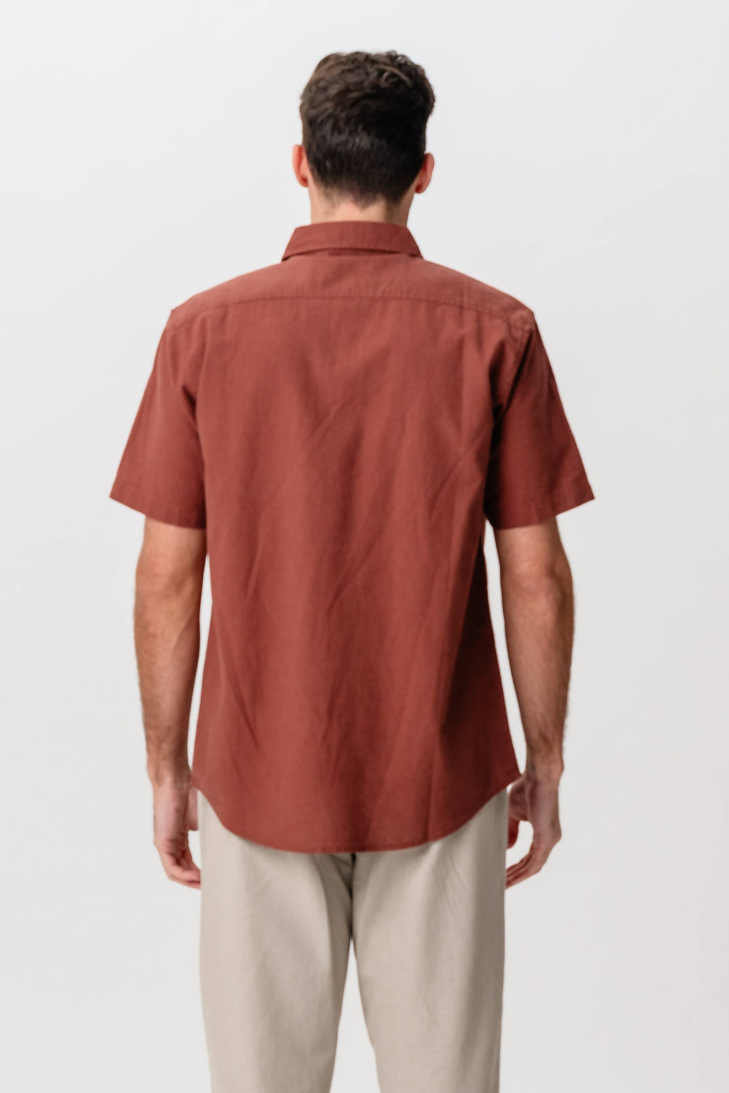 Short Sleeve Linen Shirt - Terracotta