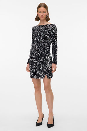 „Bella“ trumpa suknelė - juodas sidabras