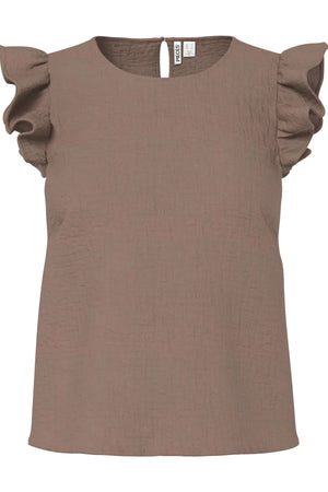 Sastina O-Neck Top - Kavos kvarcas