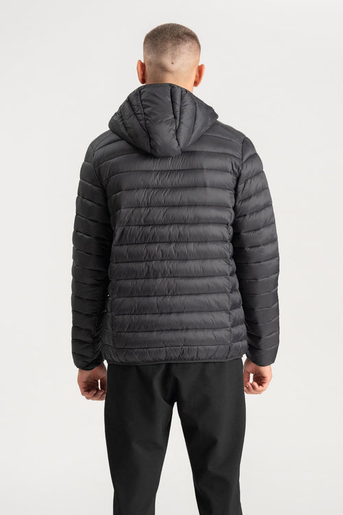 Hooded Light Puffer Jacket - Black - TeeShoppen Group™