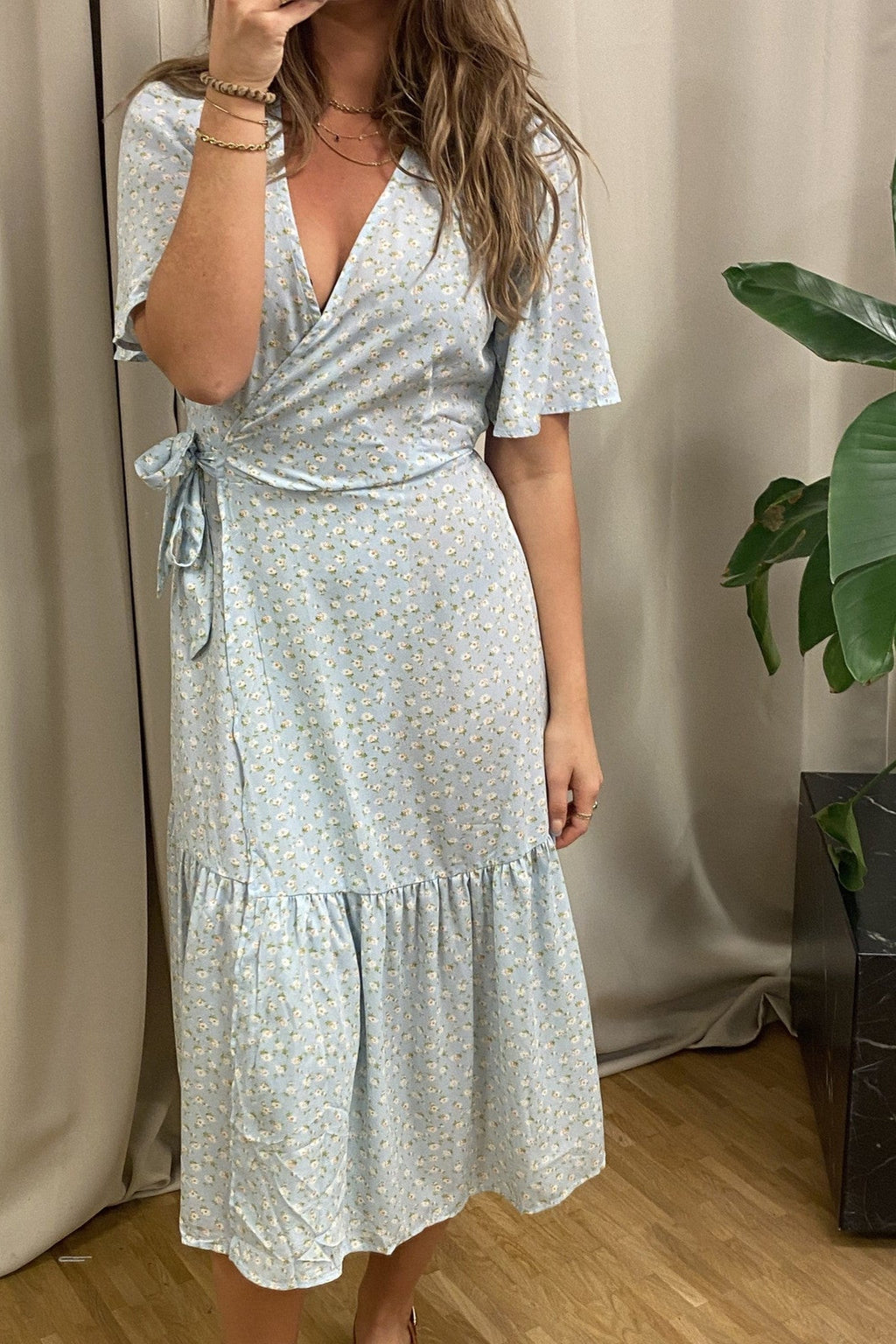 Dina 2/4 Wrapped Dress - Blue
