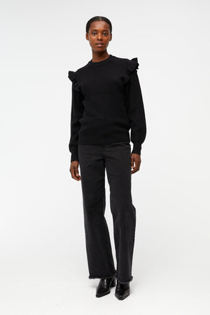 Malena Ruffle Pullover - Black