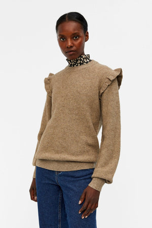 Malena Ruffle Pullover Strik - Fossil