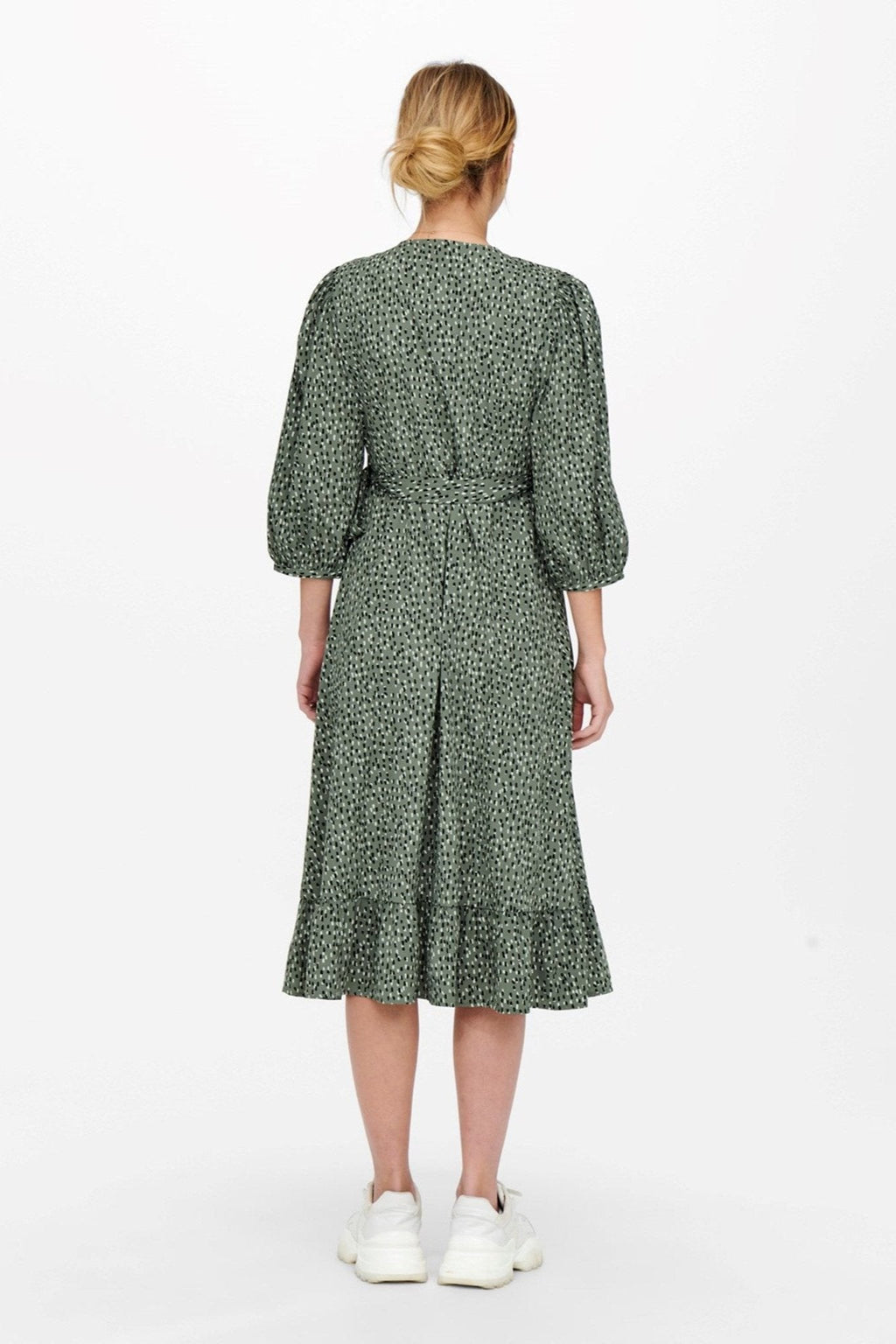 Olivia 3/4 Wrap Midi Dress - Balsam Green