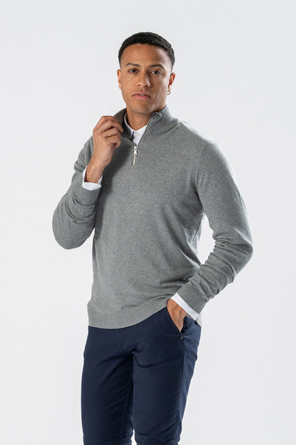 Pullover Half Zip - Grey Melange (C.D)