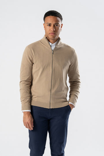 Pullover Zip Cardigan - Sand