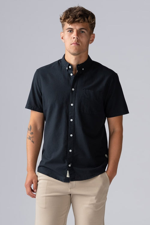 Short - sleeved Linen Shirt - Black - TeeShoppen Group™ - Skjorter & Bluser - Blend