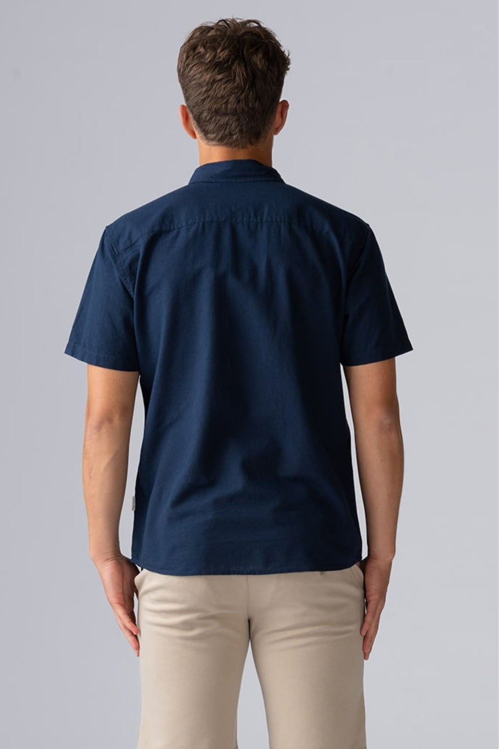 Lininiai marškiniai trumpomis rankovėmis - Mėlyni