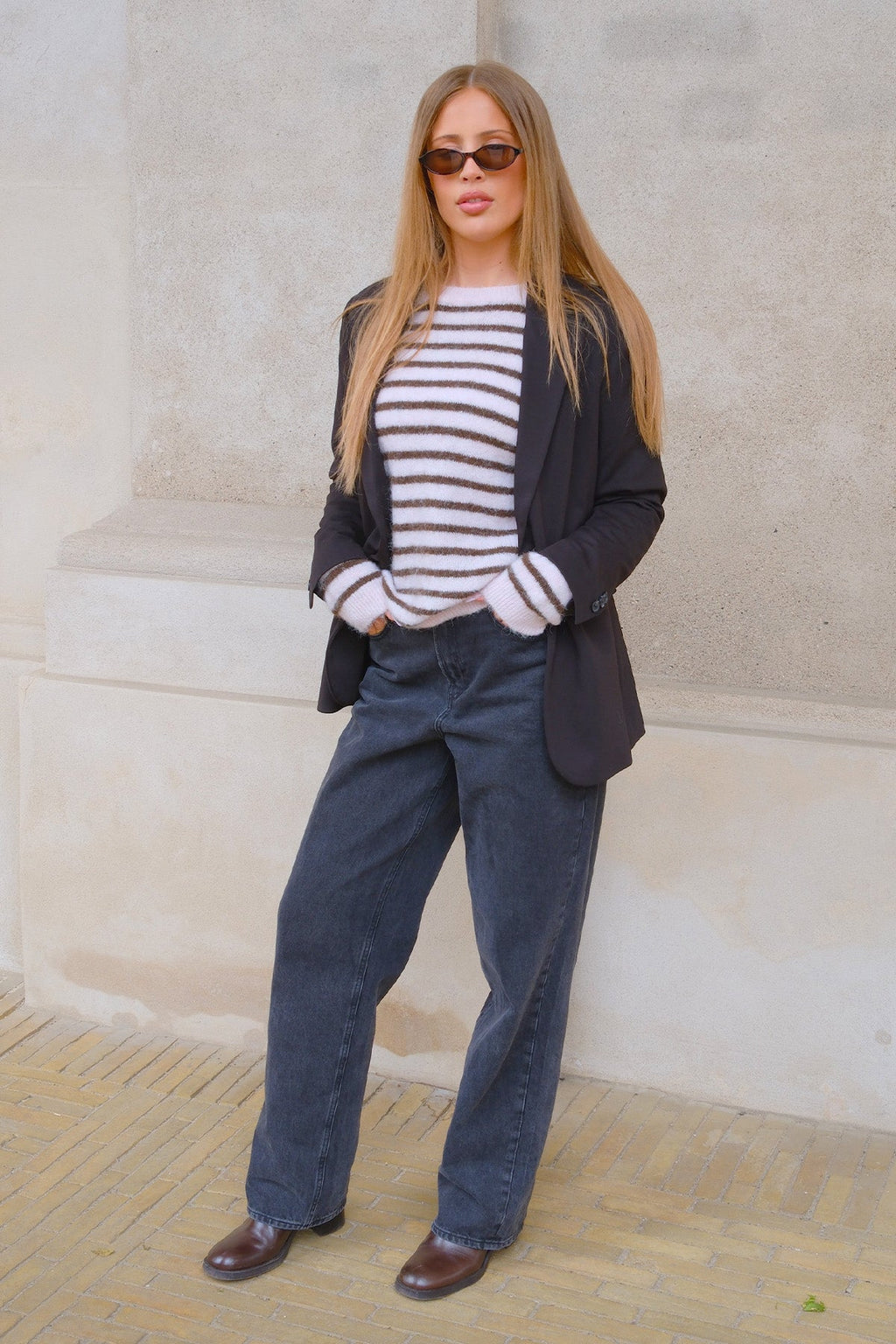 Sienna Striped Knit – rožinė/šokoladinė