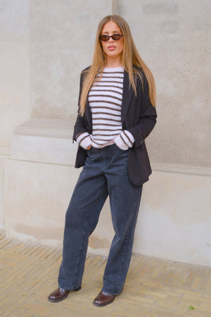 Sienna Striped Knit – rožinė/šokoladinė