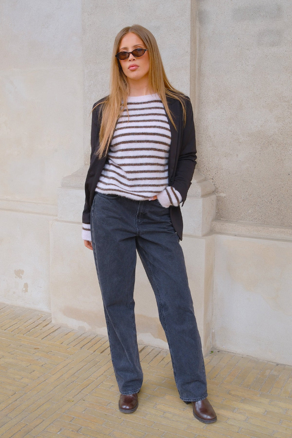 Sienna Striped Knit – rožinė/šokoladinė