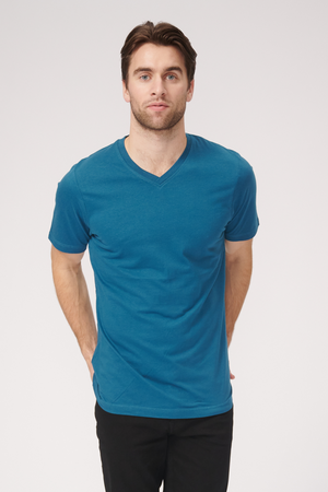 Basic V-neck t-shirt - Petroleum Blue