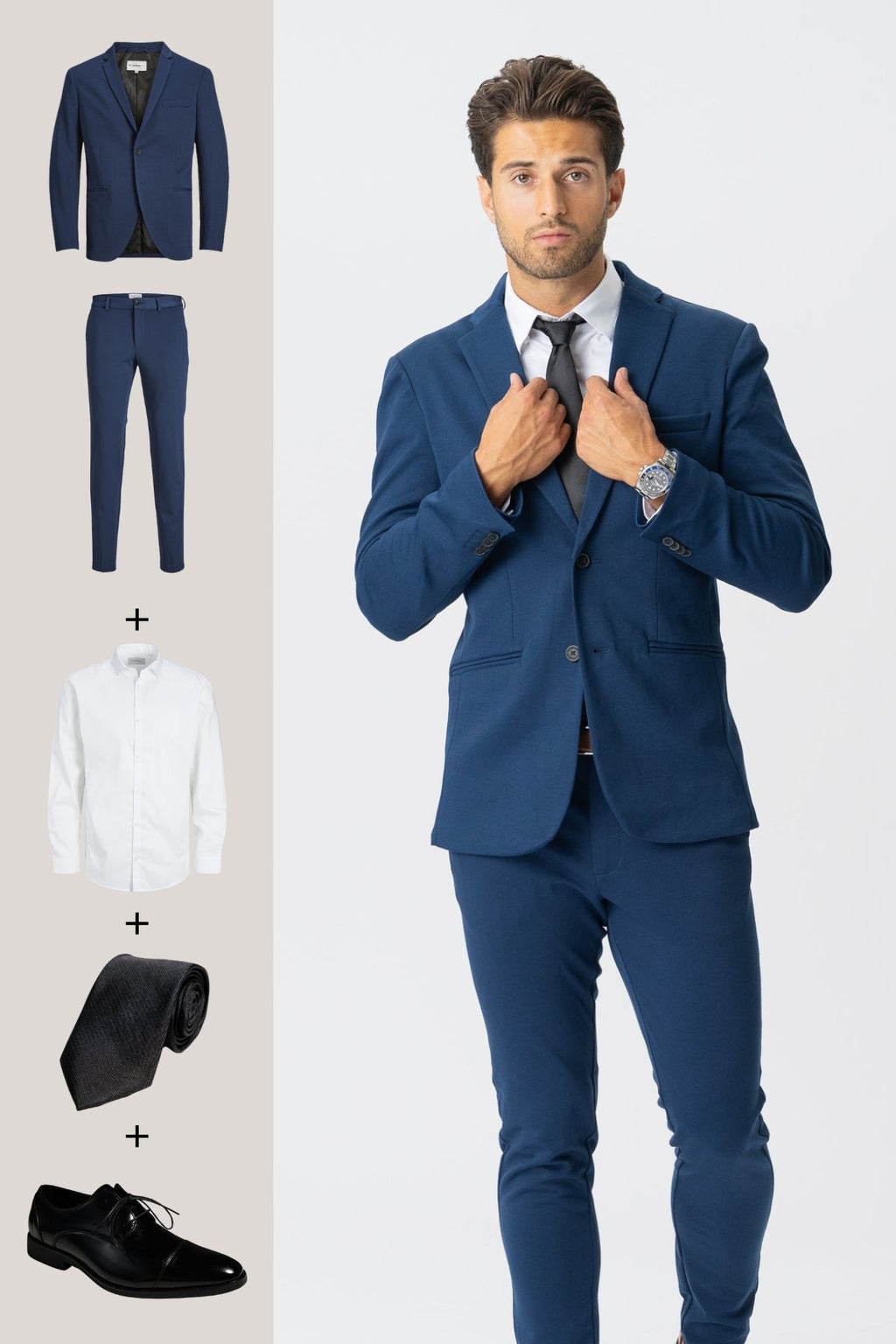 The Original Performance Suit (Blue) + Shirt, Tie & Derby Shoes - Package Deal