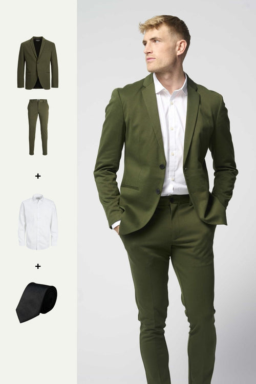 The Original Performance Suit™️ (Dark Green) + Shirt & Tie - Package Deal (V.I.P) - TeeShoppen Group™ - Suit - TeeShoppen