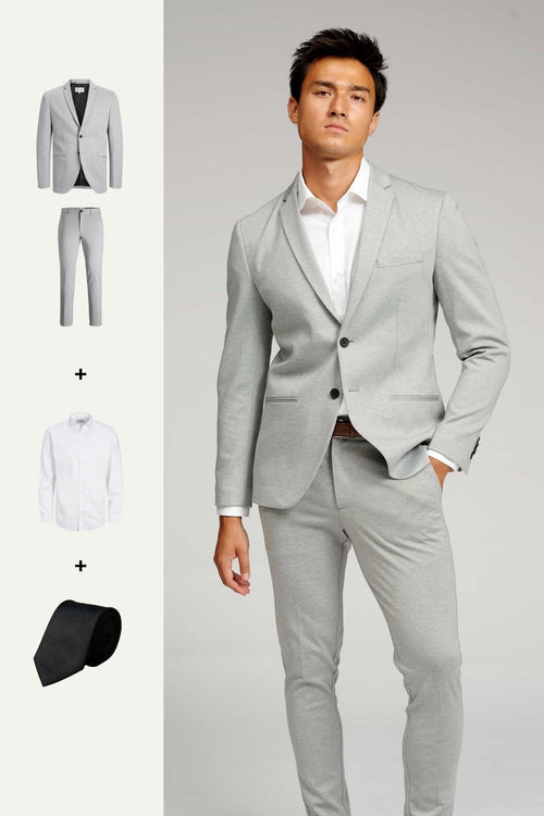 The Original Performance Suit™️ (Light Grey) + Shirt & Tie - Package Deal (V.I.P) - TeeShoppen Group™ - Suit - TeeShoppen