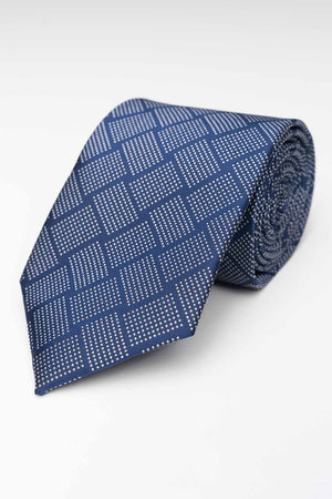 Tie - Dark Blue/White Square