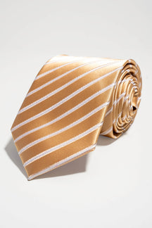 Tie - Gold/White Striped