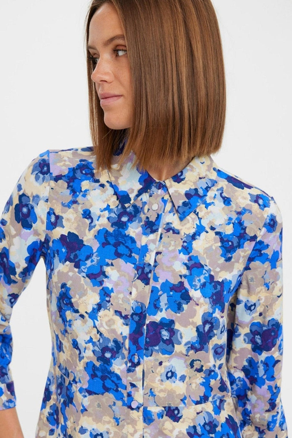 „Elly 3/4“ marškinių suknelė - jūrinė mėlyna