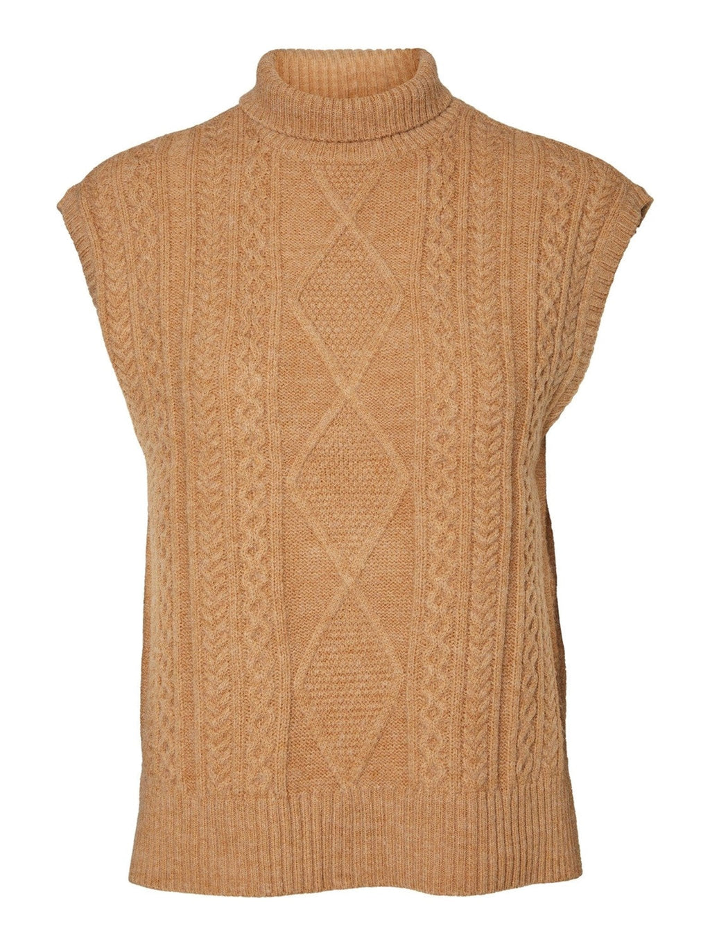 Amina High Neck Vest - Tan