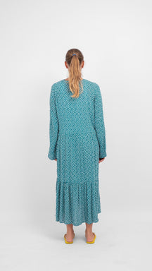 Anna long-sleeved dress - Teal Green