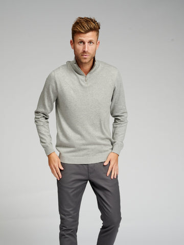 Basic Knit High zip - Light Grey Melange
