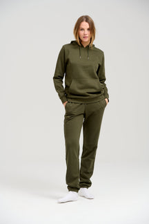 Basic Megztinis kostiumas su gobtuvu (tamsiai žalia) – pasiūlymas (moterims)