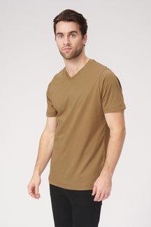 Basic „Vneck“ marškinėliai - alyvuogės