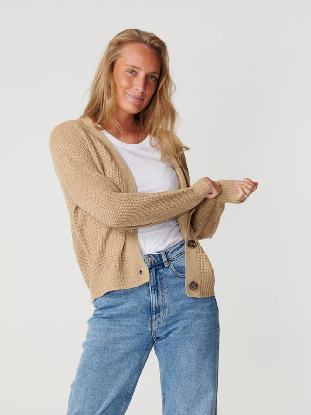 Button Cardigan - Beige