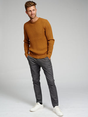 Cable Knit Crewneck - Light Brown - TeeShoppen Group™ - Knitwear - TeeShoppen