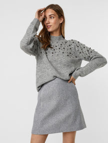 Emilijos aukšto kaklo megztinis - šviesiai pilkas