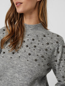 Emilia High Neck Sweater - Light gray