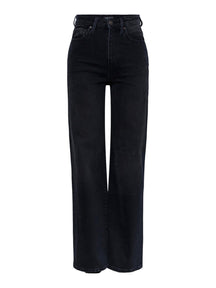 Flikka High Waist Wide Jeans - Black Denim