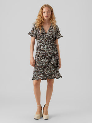 Henna Mini Wrap Kjole - Oatmeal - TeeShoppen Group™ - Dress - Vero Moda