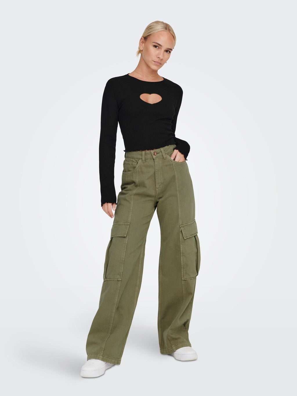 Hope High Waist Cargo Pants - Aloe