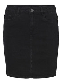 Karštas septynis sijonas - juodas džinsinis audinys