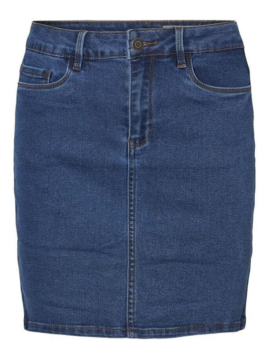 Karštas septynis sijonas - mėlynas džinsinis audinys
