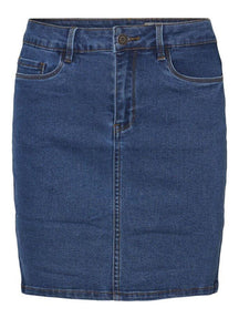 Karštas septynis sijonas - mėlynas džinsinis audinys