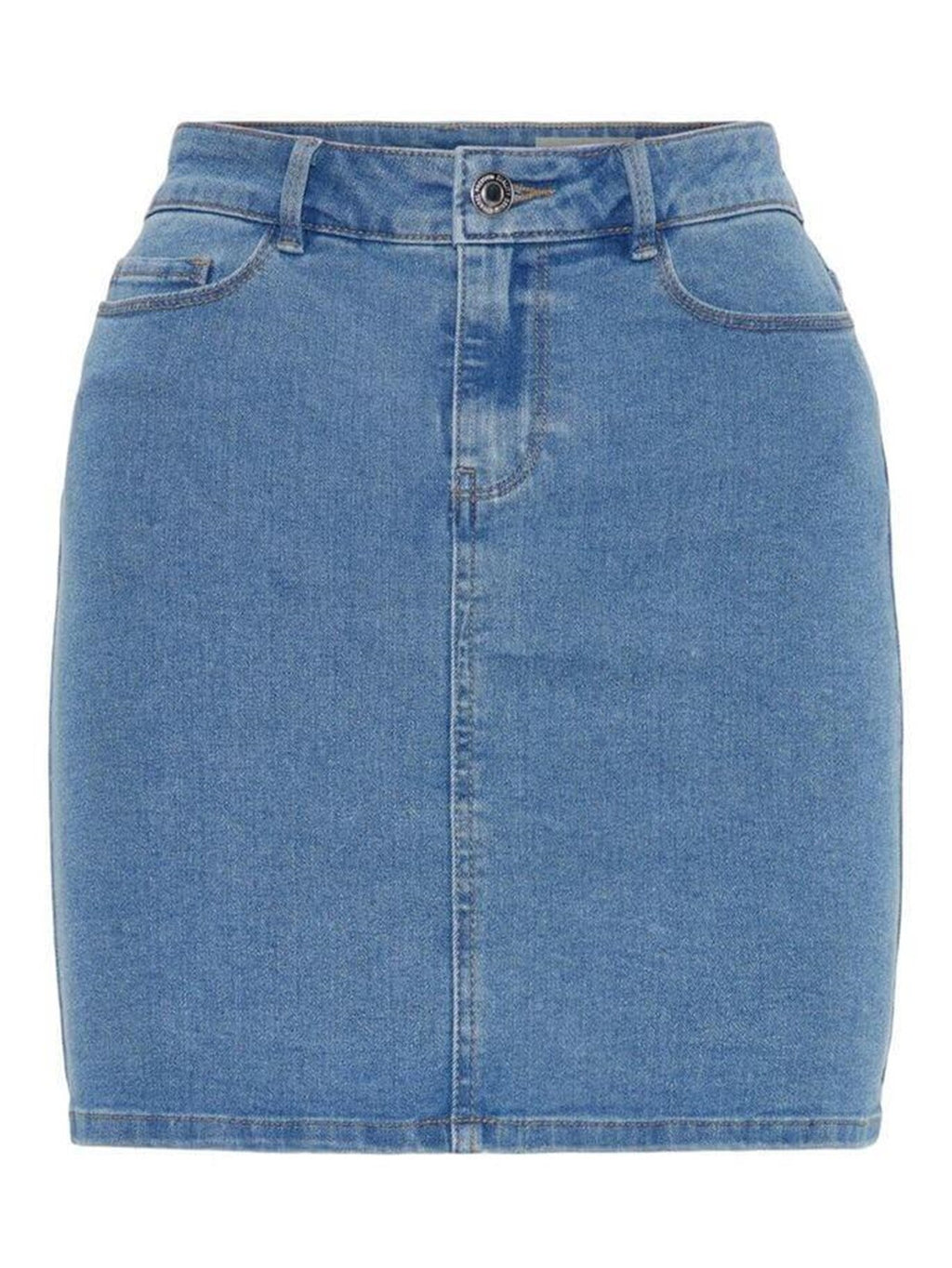 Karštas septynis sijonas - šviesiai mėlynas džinsinis audinys