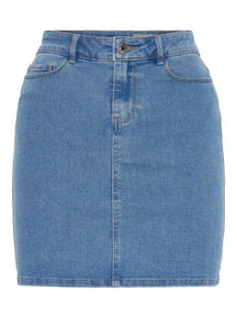 Karštas septynis sijonas - šviesiai mėlynas džinsinis audinys