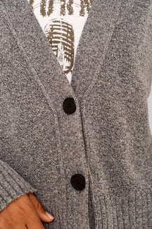 Ian Long Sleeve Cardigan - Medium Gray