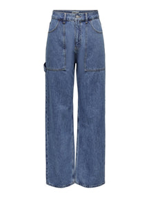 „Kirsi Wide Jeans“ - vidutiniškai mėlynas džinsinis audinys