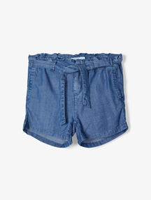 Šviesus džinsinis audinys shorts - Mėlyna