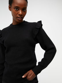 Malena Ruffle megztinis - juodas