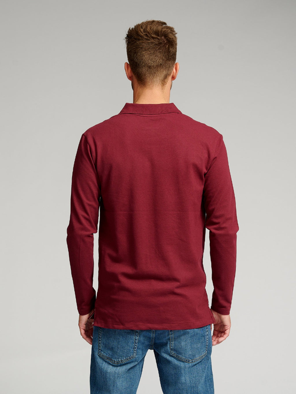 Muscle „Polo“ marškinėliai ilgomis rankovėmis - Burgundija