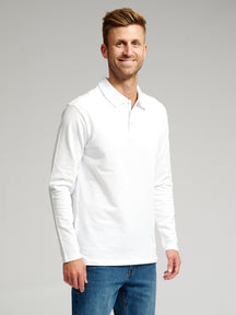 Muscle Polo marškinėliai ilgomis rankovėmis - balti