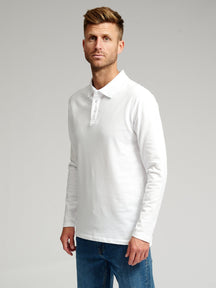 Muscle Polo marškinėliai ilgomis rankovėmis - balti