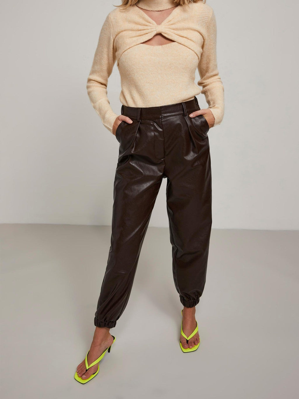 Nemma High Waist Pants - Chocolate Plum