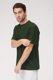 Negabaritiniai marškinėliai - tamsiai žalia