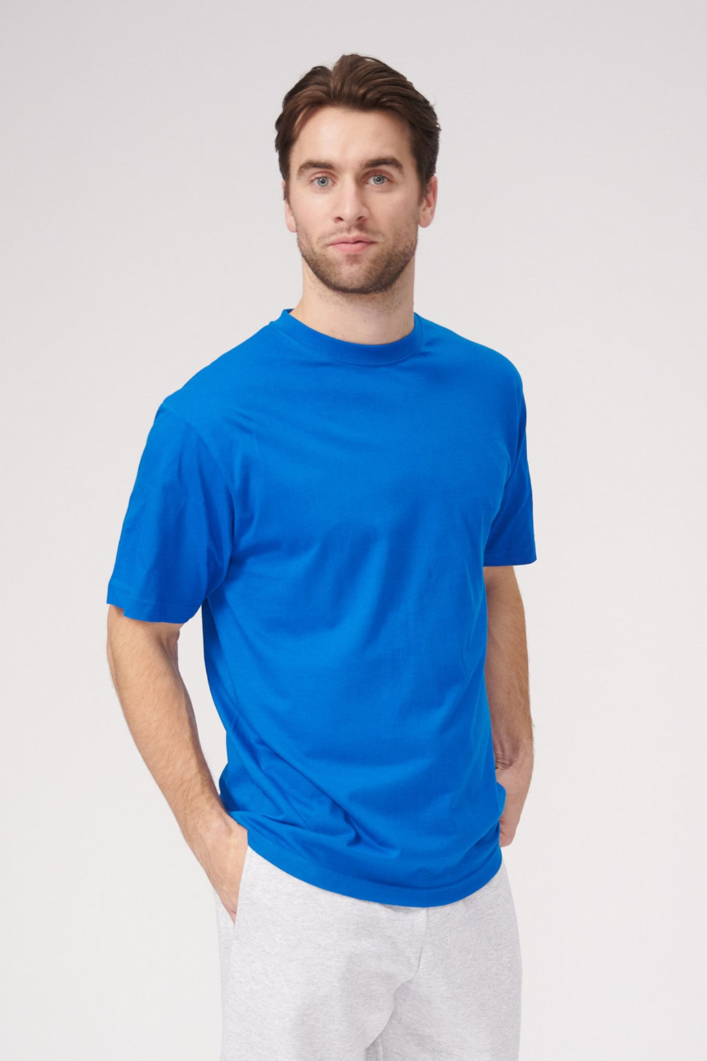 Negabaritiniai marškinėliai - švedų mėlyna spalva