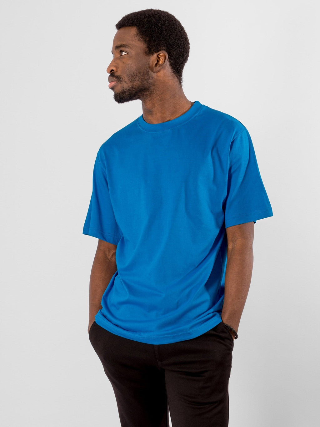 Negabaritiniai marškinėliai - turkio spalvos mėlyna spalva